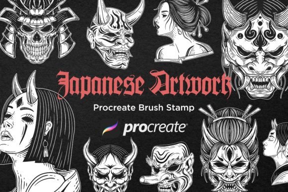 Unlocking Artistic Potential with the 30 Japanese Mask Geisha Procreate Brush Set